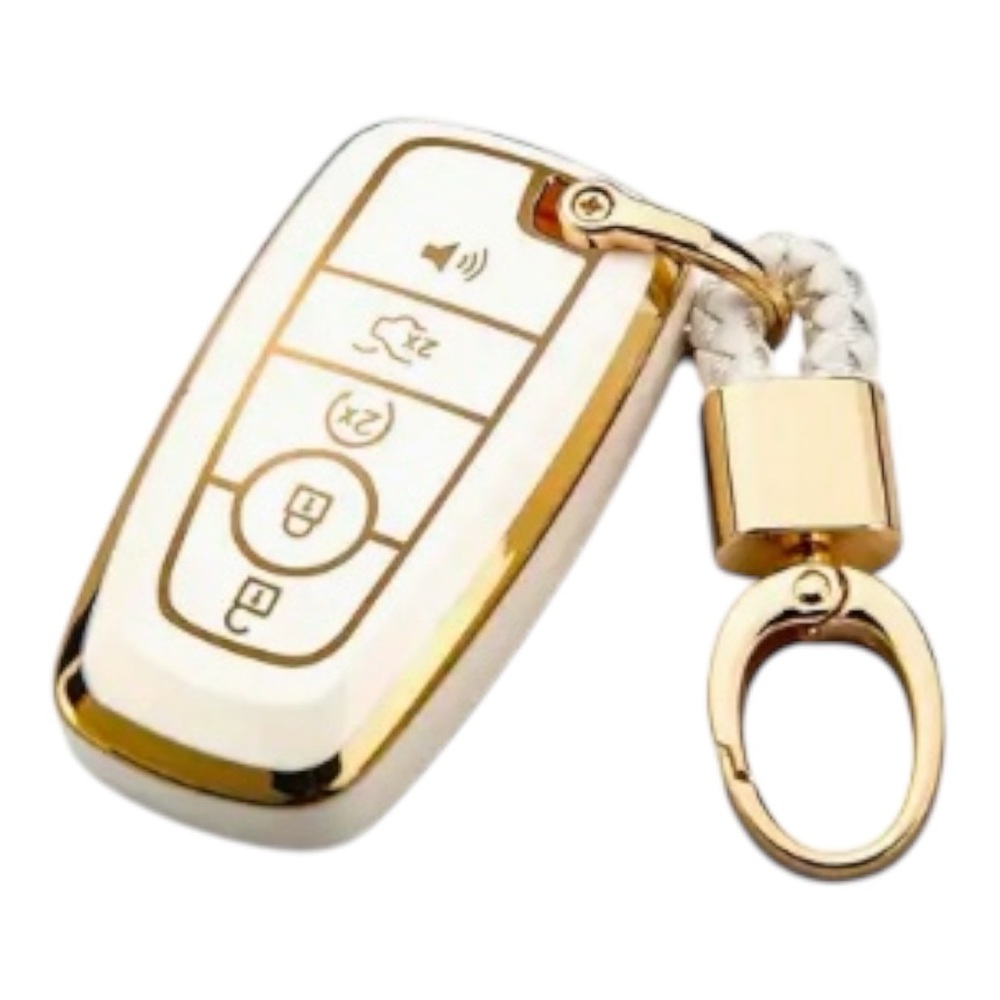 Gold and White Ford Key Fob Cover